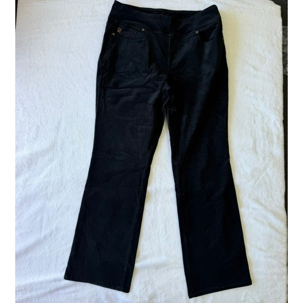 Belle by Kim Gravel Corduroy Pants Women's sz 14 Black Good Wide Leg Stretch